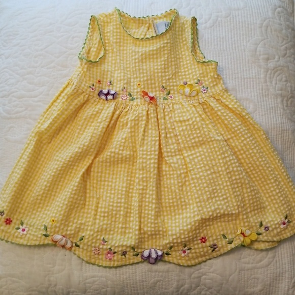Youngland Pink White Embroidered Lace Collared Sleeveless A-Line Girls Dress 24M